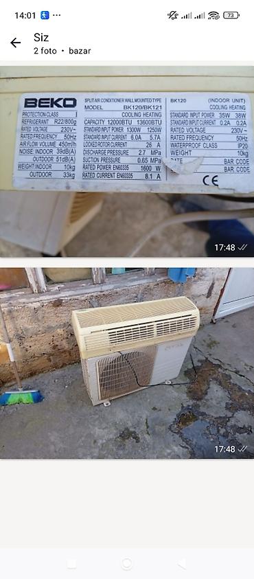 Kondisionerlər: Beko split kondisioner (divardan asılan tip), model BK120/BK121 - — 1