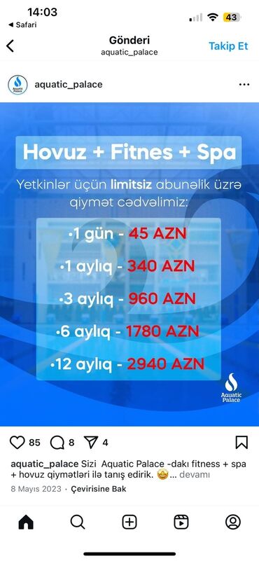 Перчатки: Su idman sarayina 1illik premium abunelik karti satiram