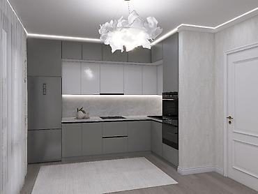 Кухонные гарнитуры: Кухонный гарнитур, цвет - Серый, МДФ — 9