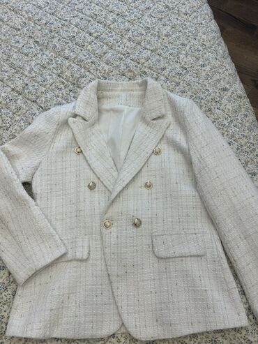Digər: Qadınlar üçün tweed blazer - Rəng: krem/ivori - Parça: fakturalı