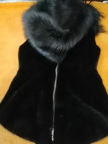 jılet: Qara rəngli xəz jilet, норка и лиса, размер S /M - Model: kapüşonlu — 4