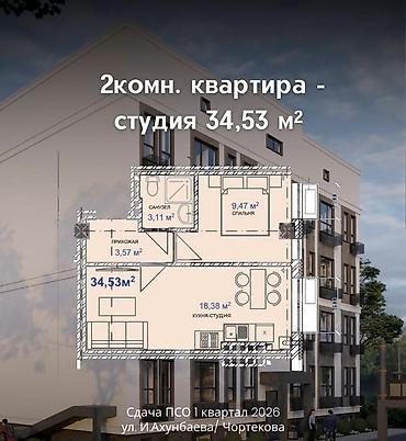 Новостройки от застройщика: Строится, 2 комнаты, 34 м² — 2