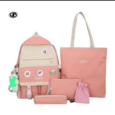 Rukzaklar: Dördlü və beşli çantalar dəsti. Dəstə bir ədəd rəngli və rəngli — 9