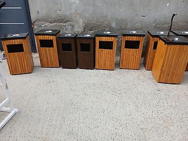 pol əskisi: Açıq məkanlar üçün taxta zibil qutuları və taxta geyim asılqanları — 2