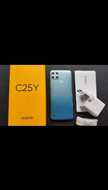 Realme: Realme C25Y, 128 ГБ, цвет - Голубой, Сенсорный, Отпечаток пальца, Две SIM карты
