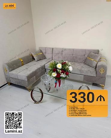 Künc Divan – La Mini - Ölçülər: 260 × 160 sm - Mexanizm: açılan