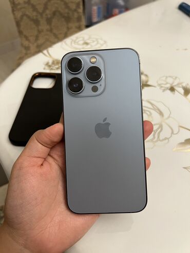телефон бу токмок: IPhone 13 Pro, Б/у, 128 ГБ, Sierra Blue, Защитное стекло, Чехол, Коробка