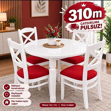 Ağ rəngdə yemək otağı dəsti – dairəvi masa və 4 ədəd stul lalafo.az -da Ağ rəngdə yemək otağı dəsti – dairəvi masa və 4 ədəd stul