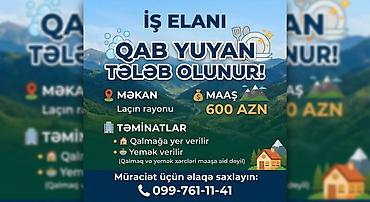 sumqayit is elanlari qadin ucun: Qabyuyan tələb olunur, Aylıq ödəniş, İstənilən yaş — 1