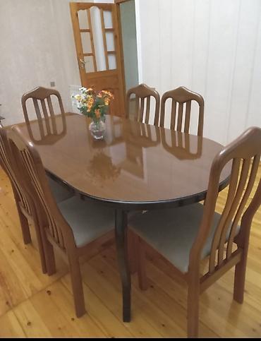 Qonaq otağı üçün, İşlənmiş, Oval masa, 6 stul