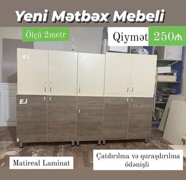 metbex mebeli olculeri: *Yeni Mətbəx Mebeli ölçü 2 metr - 250 Azn💥* ✔️Rəng seçimi var ✔️