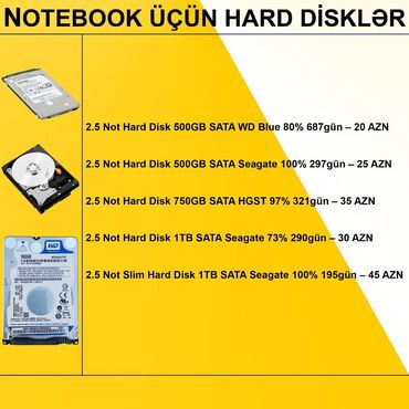 Sərt disklər (HDD): Sərt disk (HDD) 512 GB, İşlənmiş