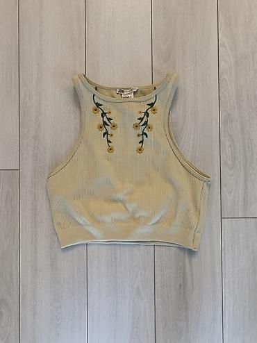 deri geyim: Qadınlar üçün crop top dəsti – 4 ədəd - Krem rəngli, nervürlü — 1