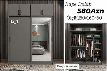 Yeni, 2 qapılı, Güzgülü, Boz, Kupe, Düz dolab
