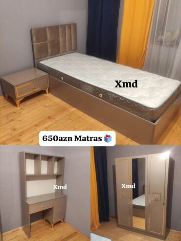 Uşaq və gənc otağı üçün dəstlər: Oğlan və qız üçün, Yeni, Təknəfərlik çarpayı, Yazı masası, Dolab, Tumba