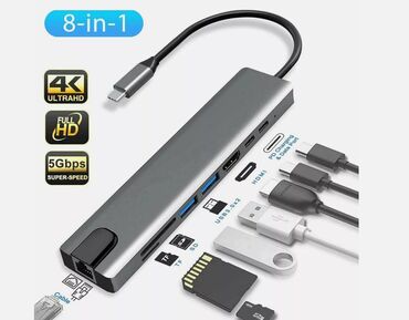 кабель для зарядки джойстика ps3: 8 in 1 Multiport Type C to Usb-c 4k HDMI Adapter USB 3.0 Cable Hub up
