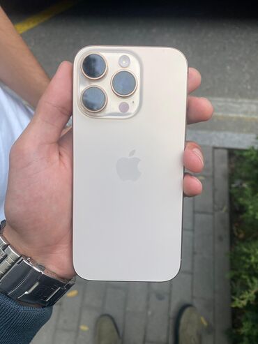 Apple iPhone: IPhone 16 Pro, 128 GB, Desert Titanium, Zəmanət, Barmaq izi, Simsiz şarj