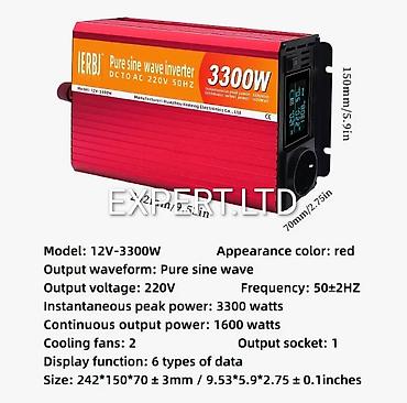 İnverterlər: Yeni Inverter, 1500-3000 Vt, 12 - 220 volt, Ünvandan götürmə, Ödənişli çatdırılma, Rayonlara çatdırılma — 20