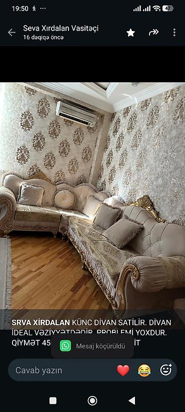 *SRVA XİRDALAN* KÜNC DİVAN SATİLİR. DİVAN İDEAL VƏZİYYƏTDƏDİR