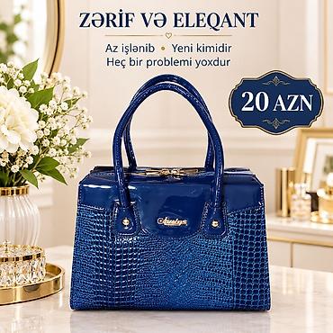 Çantalar: Zərif və eleqant qadın çantası – parlaq laklı mavi dizayn. Krokodil — 1