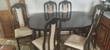 купить круглый стеклянный стол: Для гостиной, Б/у, Раскладной, Овальный стол, 6 стульев