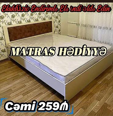 2 neferlik matras: Müasir dizaynlı ikinəfərlik yataq dəsti. Yastı başlıq hissəsi yumşaq — 1