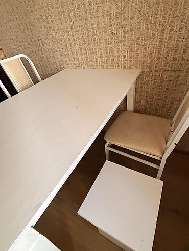 2ci el metbex: Ağ yemək dəsti – masa, 2 stul və 4 taburet - Komlekt: 1 ədəd — 1