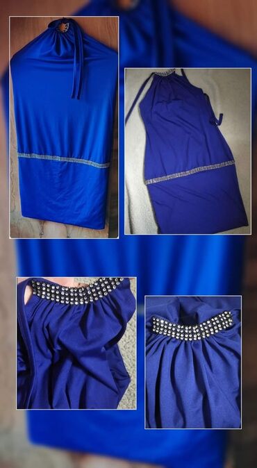 kako oprati haljinu sa sljokicama: M (EU 38), color - Blue, Evening, Without sleeves