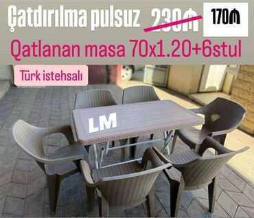 Divanlar: Yeni Plastik masa dəsti📌 Türk istehsalı masa+6STUL 📌 Qiymət: 170₼