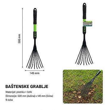 KMT Plastična duga drška – baštenske grablje, 9 zuba (SKU: 9363790