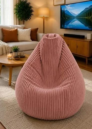 simpo ormari cene: Fa, Mekana lounge fotelja – “bean bag” sa širokim rebrastim plišom - — 3