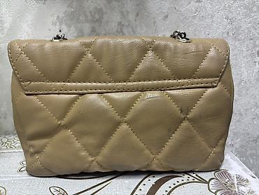 Çantalar: Bej rəngli quilted (romb tikişli) qadın çantası - Material: yumşaq — 2