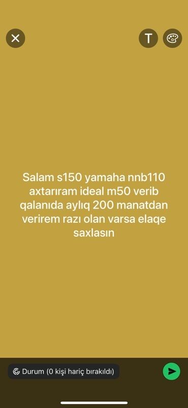 Motonəqliyyatın icarəsi: Yamaha 150 sm3