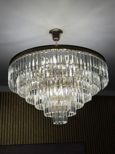 Люстры: Подвесная потолочная люстра На 21 лампочки свечки Каркас золотистый — 7