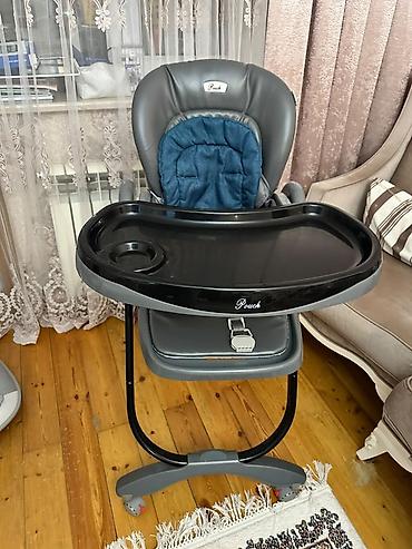 стул кожаный: Pouch uşaq yemək stulu - Rəng: tünd boz gövdə, qara servis masası — 3