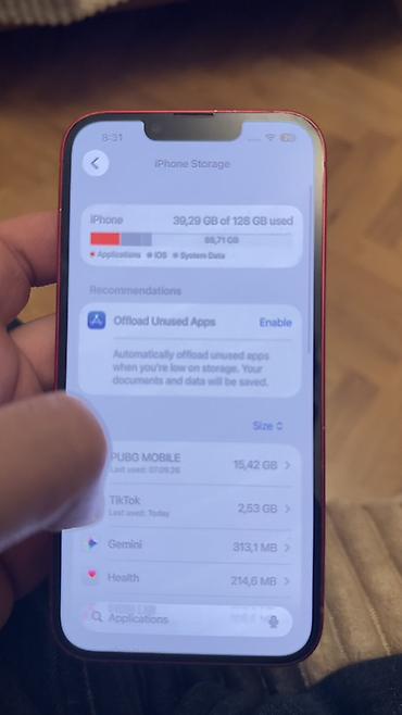 telefon 2 ci el iphone: IPhone 13, 128 GB, Qırmızı, Face ID — 2