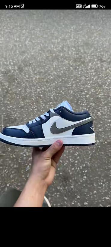ecco 37 38: Кроссовки Nike Air Jordan 1 Low - Цвет: темно‑синий/белый с серым — 3
