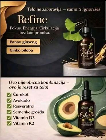 Suplementi: **Enhance + Refine – tečni dodaci ishrani u kapima** Kombinacija dva — 12