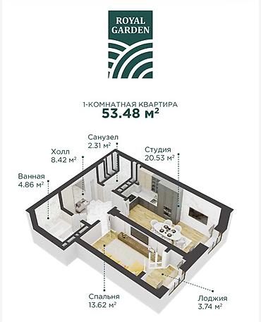 3комнат: Строится, 1 комната, 53 м² — 3