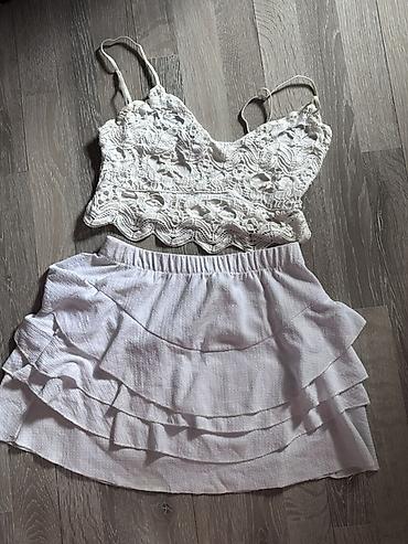 Futbolka və maykalar: Qadın üst geyimləri seti - Ağ qısaqat T-shirt: Rezinli, incə zolaqlı — 10