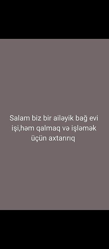 ev işi axtarıram: Bağ evi üçün ailəvi baxıcı/xidmətçi işi axtarılır. Mətn: “Salam, biz — 1