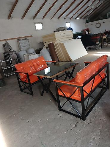 eyvan az: Kafe və lounge üçün metal karkaslı oturma dəsti - Tərkib: 2 ədəd iki — 1