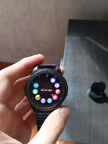 Smart saatlar: Samsung Gear S3 Frontier ağıllı saat + maqnitli şarj dok-u — 2