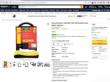 Dodaci za bicikl: Burg Wächter U-lock (model Profi 1500 HB 170/180) - Robusna U-brava — 5