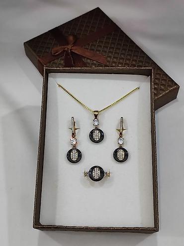 Серебряные наборы украшений: Серебряный Набор+ Цепочка Серебро МС напыление жёлтое золото 925 — 3