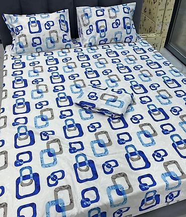 Комплекты постельного белья: Комплект постельного белья с принтом клетку, выполненный в синих и — 19