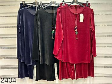 Kompleti: Dvoslojni ženski komplet od somota (velur) 2XL 3XL 4XL - Set uključuje — 4