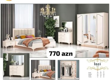 Yataq otağı dəstləri: İkinəfərlik çarpayı, Termo, Dolab, 2 tumba, Azərbaycan, Yeni — 9