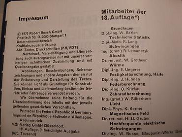 knowledge zenith: Knjiga:Kraftfahr-Technisches Taschenbuch Bosch 18. Auflage von 1976 — 2
