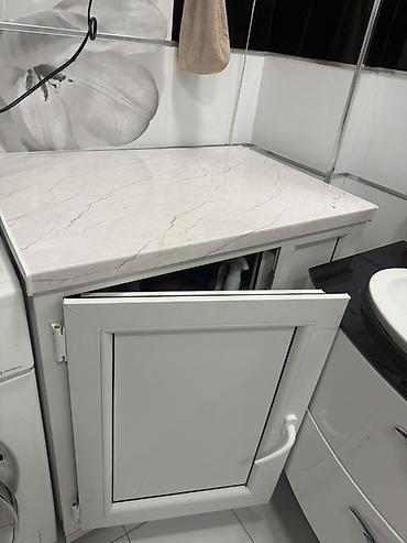 plastik dolabı: PVC vann otağı dolabı və süni mərmər üst tabla - Material: rütubətə — 3